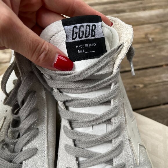 Golden Goose Francy Classic Sneakers Silver White Glitter Star – Size 40 - Picture 9 of 11